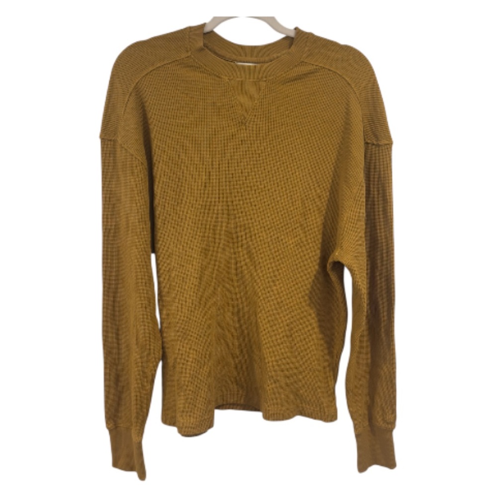 DSG Mens Waffle Crew Honey Brown Cotton Knit Sweater BOSSM23400 Small NWT